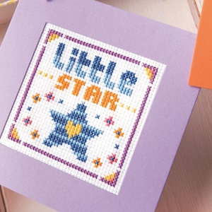 Hallo kleintje, set van zes, kruissteekdiagram, babykaarten, PDF - Direct downloaden