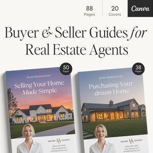 Real Estate Listing Presentation & Buyer Presentation Bundle, Real Estate Marketing, Home Buyer Guide | Home Seller Guide, Canva Templates