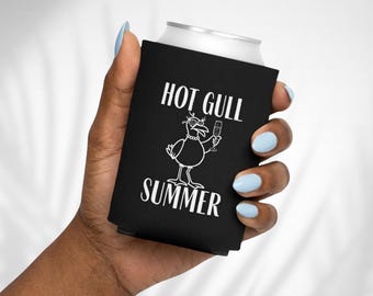 Enfriador de latas personalizado / Hot Gull Summer / Recuerdos de fiesta con temática de gaviotas / Regalo para novias