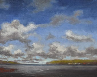 River of Clouds: Original Oil Painting, En Plein Air (5x7 inch)