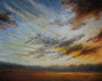 Gold Leaf Framed Landscape Oil Painting: Midas Touch, En Plein Air