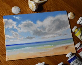 Gentle Breeze Seascape: Original Oil Painting, En Plein Air (5x7 in)