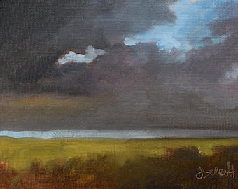 Big Rain Oil Painting: En Plein Air Landscape Art (5x7 in)