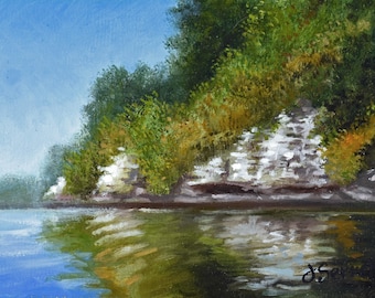 Original Oil Painting: Rocky Reflection- 5x7 En Plein Air Art