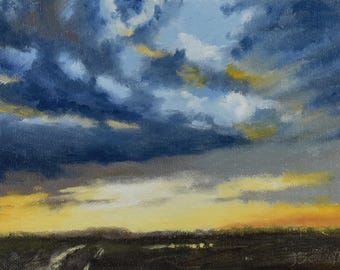 Cloud Appreciation, Pochade Box Painting,Alla Prima Study, En Plein Air, Original Oil Painting