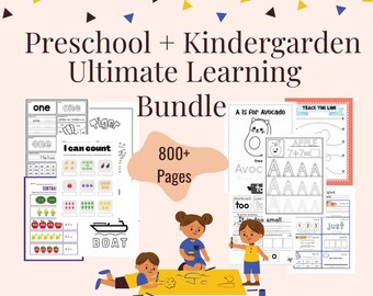 Preschool Kindergarten Learning Bundle: 800+ Activity Pages (PDF)