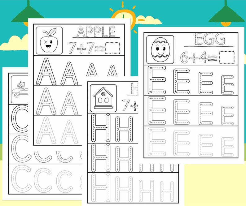 Addition Problems Lettering Letter Tracing Workbook: Handwriting Practice for Preschool (PDF ...