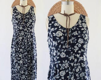 Vestido botánico con botones en la parte delantera - talla M - estilo vintage para mujer