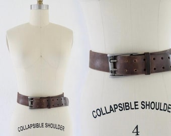 70s double hole leather belt 37-43.5