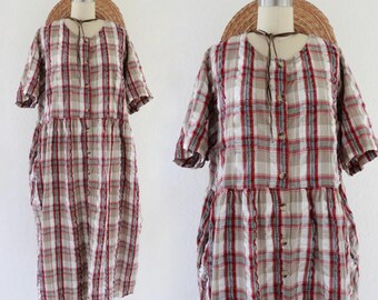 seersucker maxi dress - vintage 90s womens
