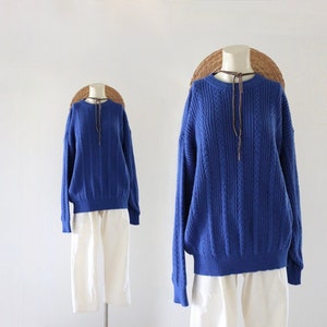 unisex pullover sweater - vintage 90s unisex mens womens blue pullover acrylic casual knit minimal colorful sweater