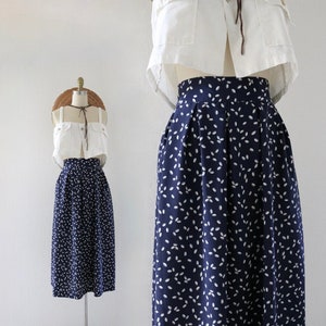 navy dot skirt - 27 - vintage womens blue 90s y2k polka dot full flowy midi long size small skirt