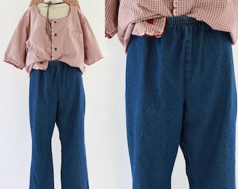 high waist lounge jeans 28-36 - vintage 90s y2k womens blue denim pants casual comfortable jean