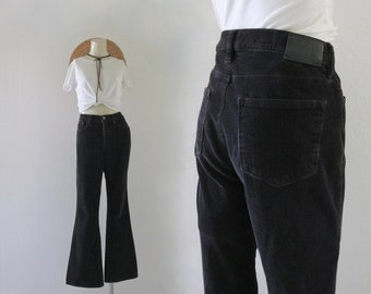 black corduroy bootcut pants - 8