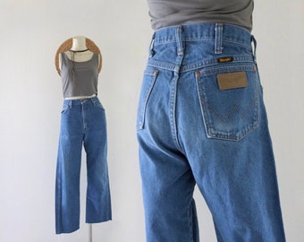 worrrn wangler jeans - 31 - vintage unisex 90s y2k western raw edge denim blue jean womens
