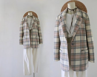 muted plaid wool jacket - s