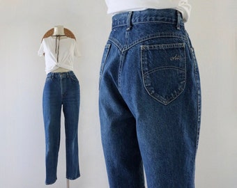 high waist usa jeans - 26 - chic h.i.s. vintage 80s 90s  womens size 4 small blue denim high waisted casual comfortable