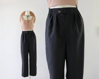 high waist black trousers - 26-30 - vintage 90s y2k womens casual comfortable weekend Saturday minimal pants small