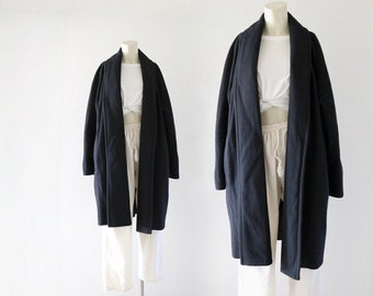 black wool coat - s - vintage 90s y2k the limited womens classic minimal long overcoat jacket size small