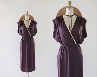 70's plum criss cross dress - s