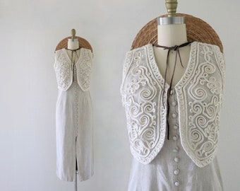 vested linen dress - 4