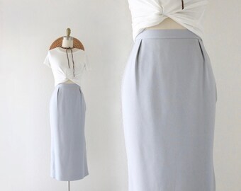 dove gray pencil maxi - 27 - vintage 90s y2k light gray womens long size small straight pastel skirt