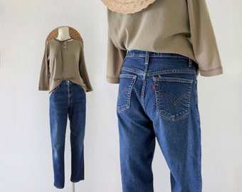 Vaqueros Levi's 550 Y2K de Worrrn, talla 6, pantalones de mezclilla azul elásticos vintage de los años 2000 para mujer, pierna cónica