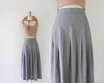 linen midi skirt 25.5 - vintage 90s y2k natural womens size xsmall XS minimal eco spring summer skirt