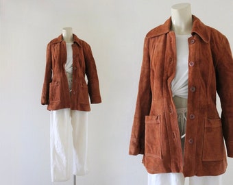 destroyed 70s suede jacket - s - see details