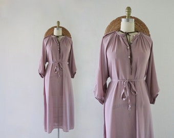 belted mauve chiffon dress m/l