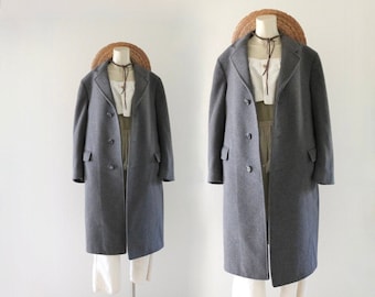 charcoal wool oversized coat - vintage 80s 90s unisex mens womens gray trench jacket overcoat