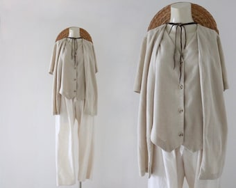 layered linen top - m