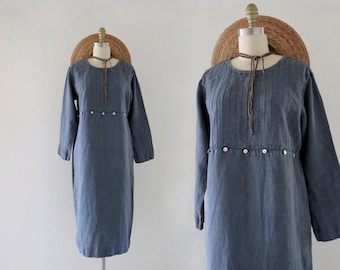 long sleeve linen dress - m