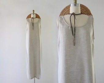 woven beige maxi dress - m