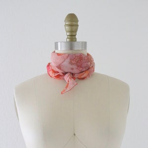 watercolor chiffon scarf - vintage 60s 70s colorful floral flower cute cottage cottagecore hippie boho bohemian womens square hair wrap