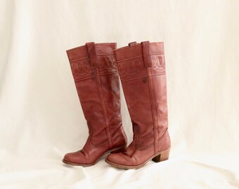 70's leather campus boots - 7