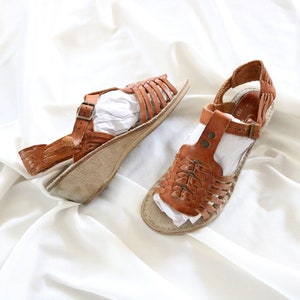 1970&#39;s leather wedge huaraches - 6.5