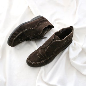 chocolate suede moccasin boots 8.5 image 1