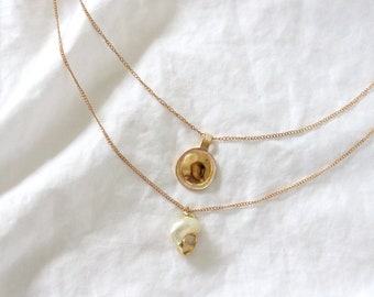 gilded pendant seashell necklace