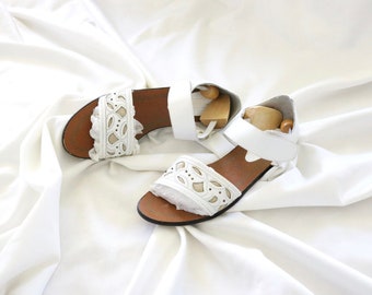 white leather sandals - 8