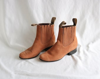 terracotta leather ankle boots - 8