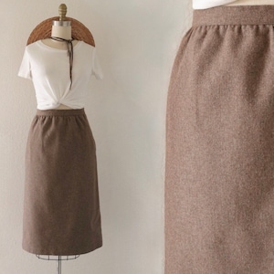 nutmeg wool library skirt - 25 - vintage 70s XS extra small womens academia