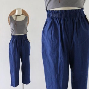 deadstock navy crop pants 22-28 - vintage 90s y2k dark blue womens size extra small small cropped pants high waist