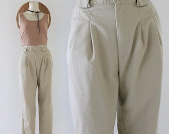Beige Chino Pants, 90s Suit Pants, Vintage Womens Work Trousers