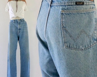 destroyed USA wrangler jeans - 35 - vintage 90s y2k blue jeans western unisex mens womens wranglers distressed rustic pants