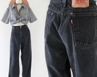 levis 560 jeans - 33 - loose fit straight leg vintage 80s 90s black womens Levi denim jean high waist waisted casual pants
