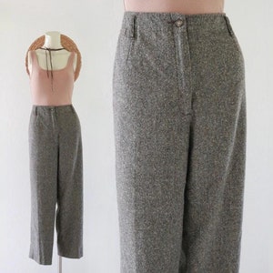 wool tweed trousers - 31.5 - vintage 90s y2k flat front winter womens pants fall winter warm