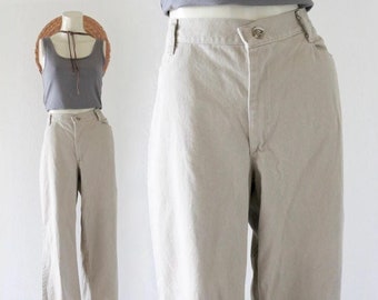 Beige Chino Pants, 90s Suit Pants, Vintage Womens Work Trousers