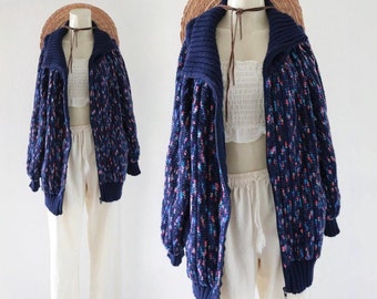 chenille sweater jacket - s - vintage 90s y2k womens zip zipper long sleeve soft cardigan oversized small