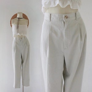 imperfect high waist chinos - 29 - (see details) vintage 90s y2k womens beige tan brown pleated front casual pants